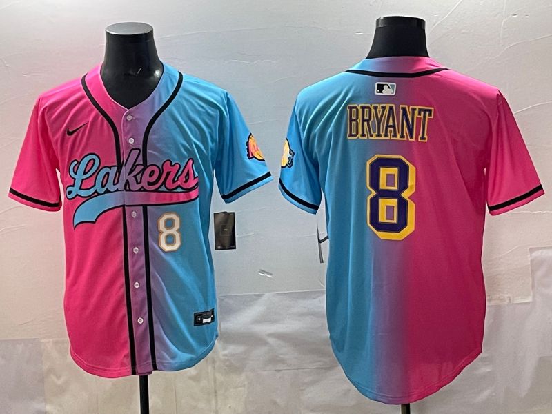 Men 2025 Los Angeles Lakers #8 Bryant Blue pink Nike NBA Jersey style 05
